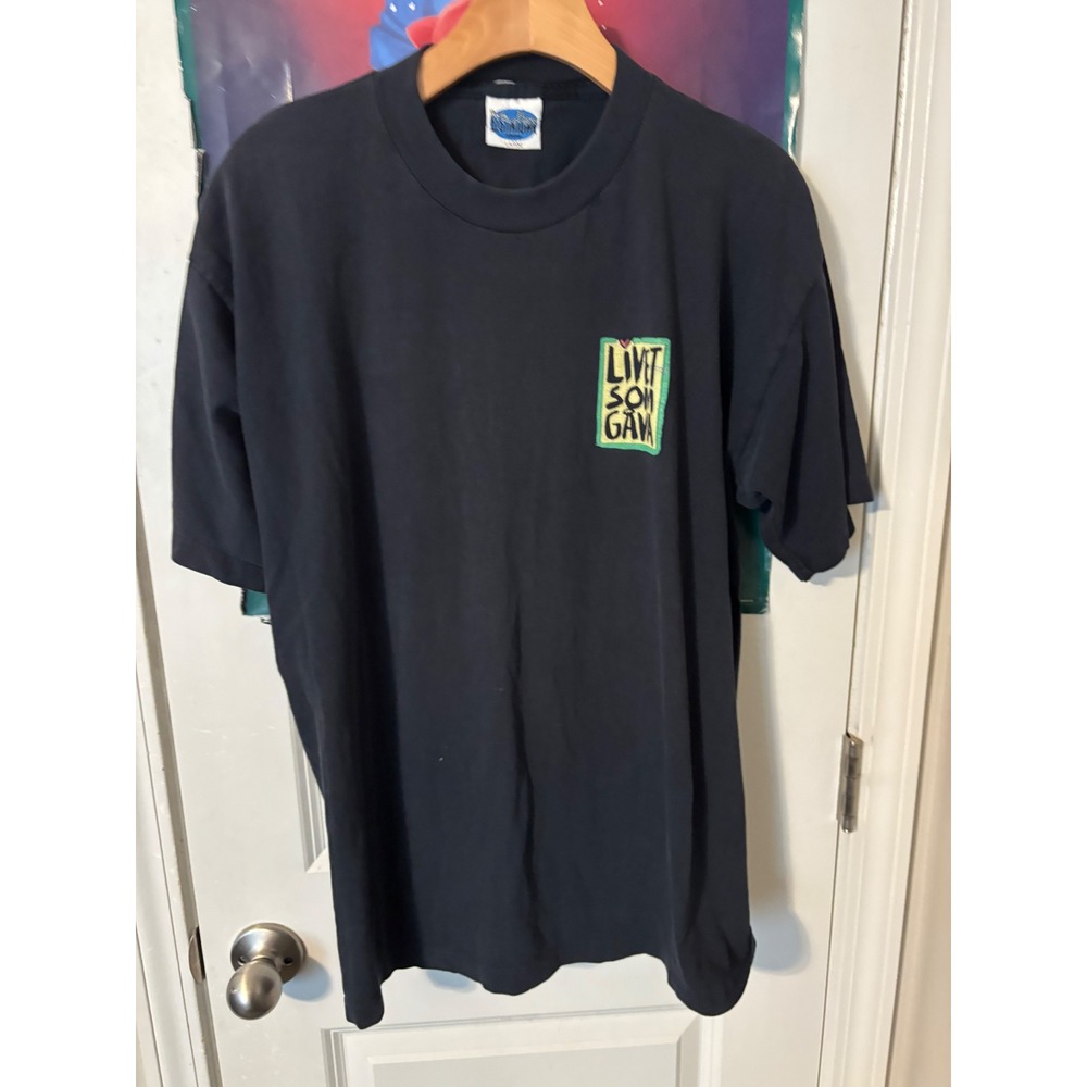 Vintage Bestiariet Livet Som Gava Graphic T-Shirt Mens Large Black Single Stitch